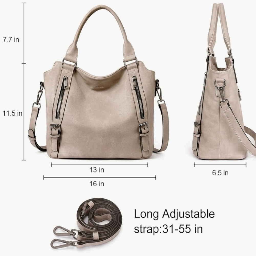 Cluci Gray (Greige) Vegan Leather Shoulder Bag